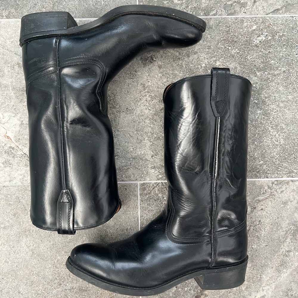 Vintage Acme Black Leather Cowboy Boots